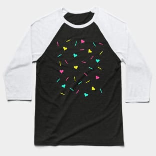 Cute Retro 80s Pastel Hearts and Sprinkles Baseball T-Shirt